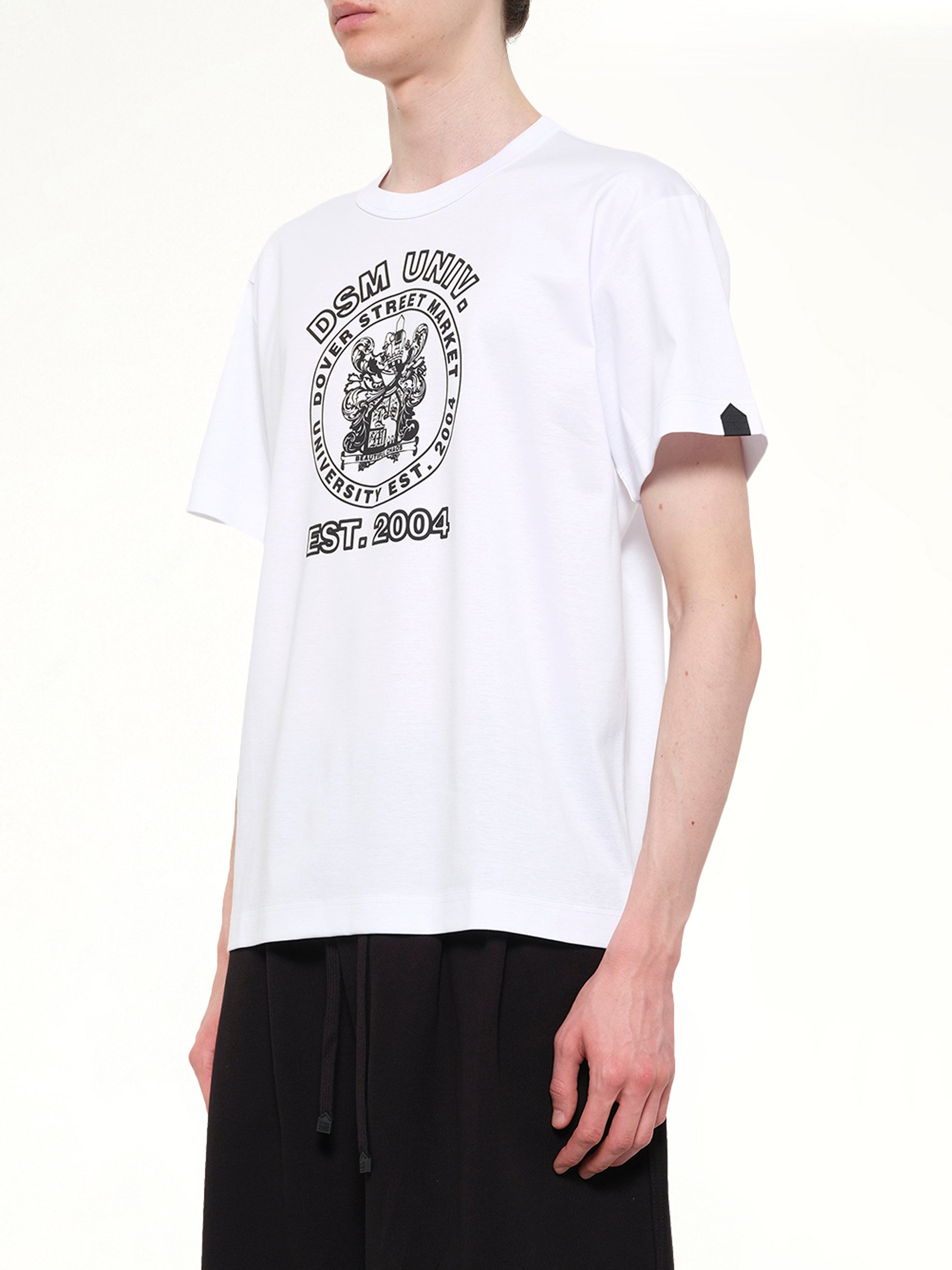 DOVER STREET MARKET DSM Univ' T-Shirt in White Side View from MARAIS