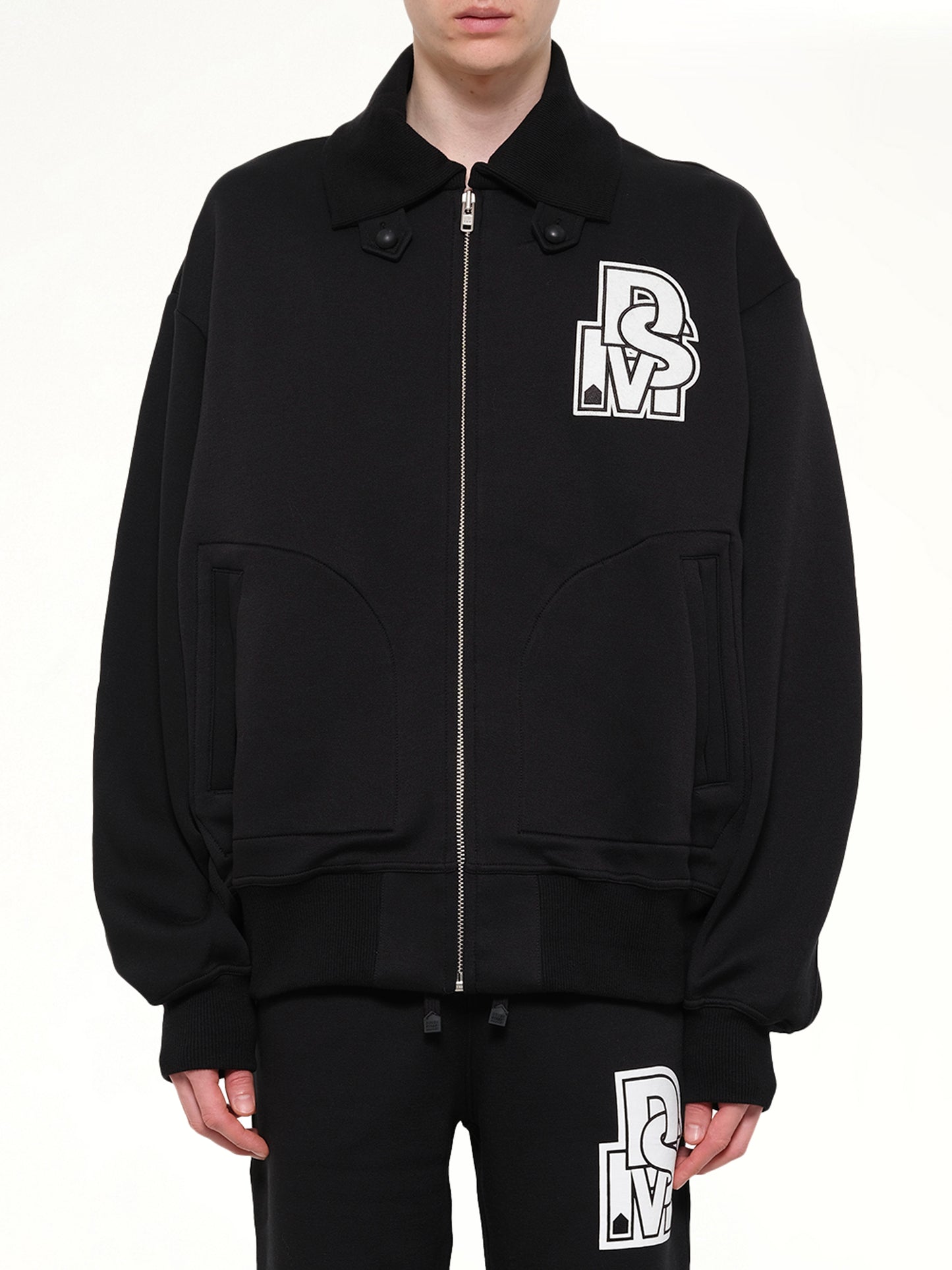 Doublet Knit Varsity Jacket in Black