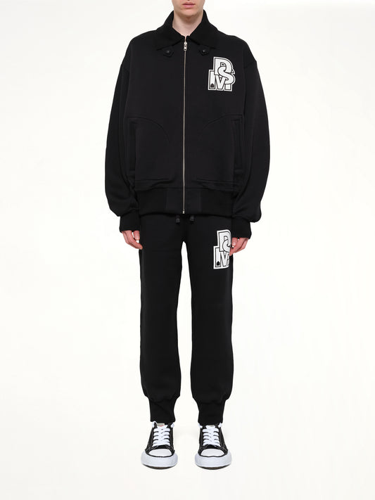 Doublet Knit Varsity Jacket in Black