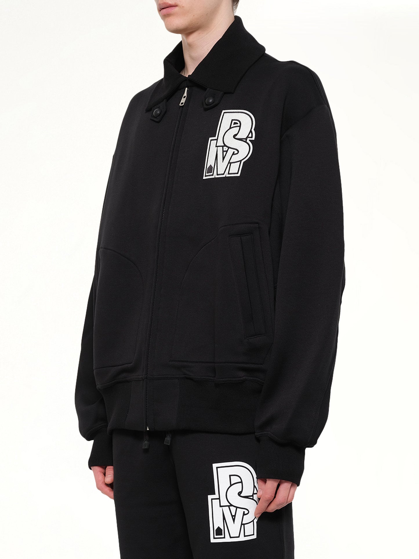 Doublet Knit Varsity Jacket in Black