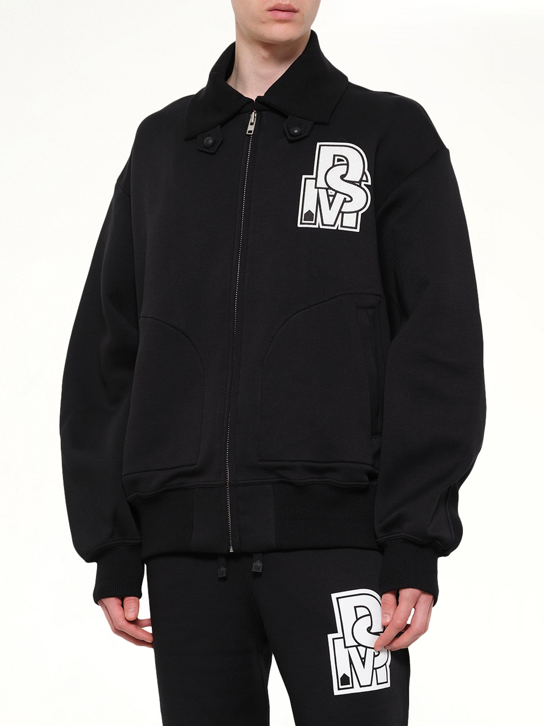 DOVER STREET MARKET Doublet Knit Varsity Jacket in Black Detail Shot from MARAIS