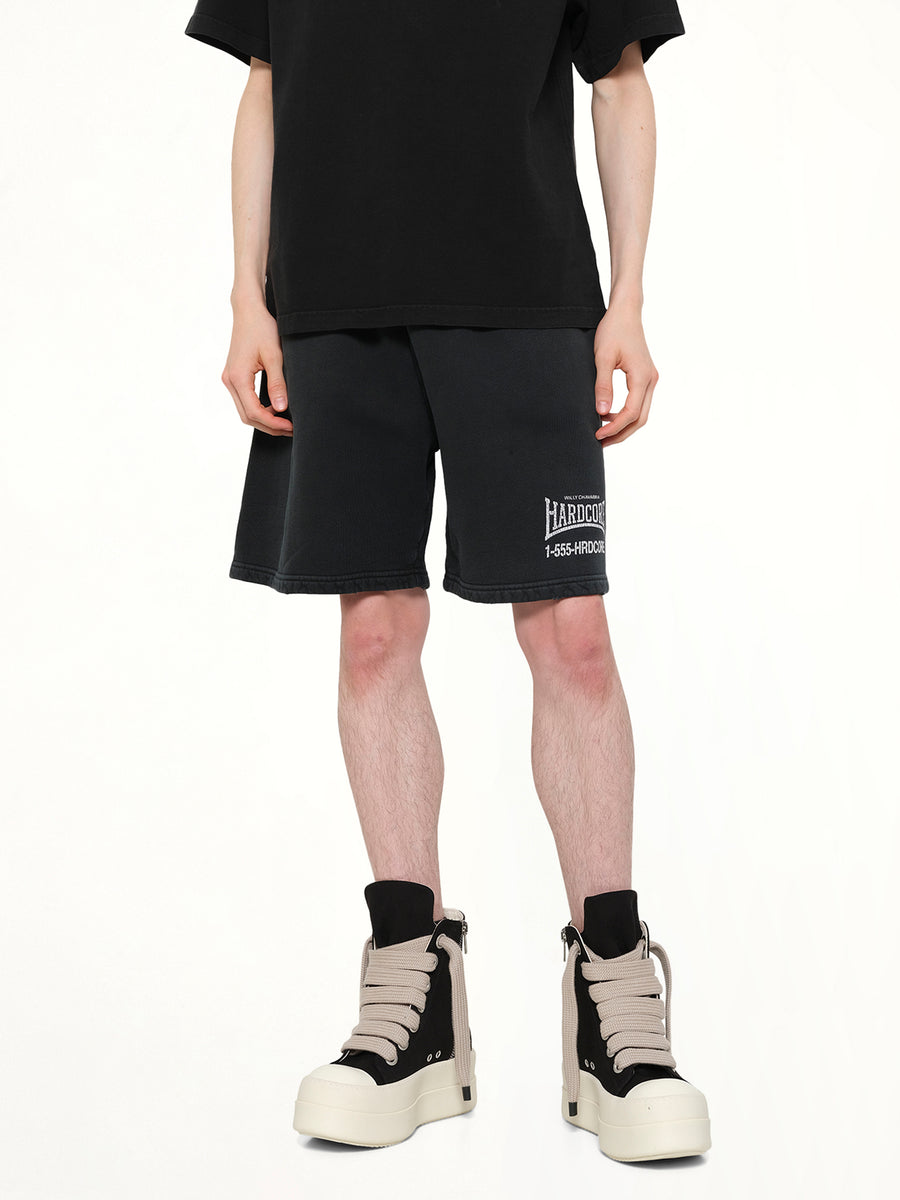 "Hardcore" Buffalo Sweatshort in Black