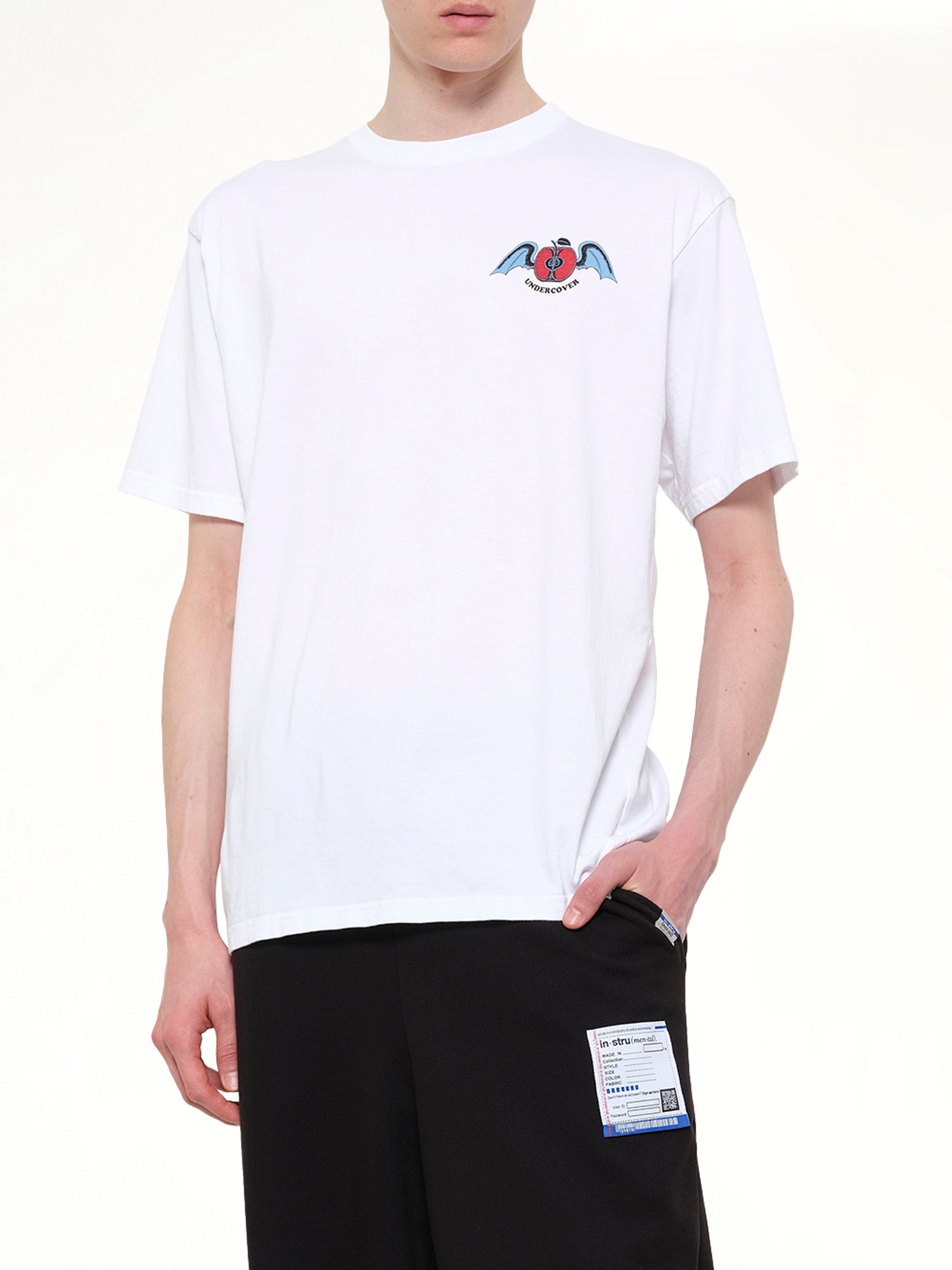 UNDERCOVER Apple Wings T-Shirt in White Detail Shot from MARAIS