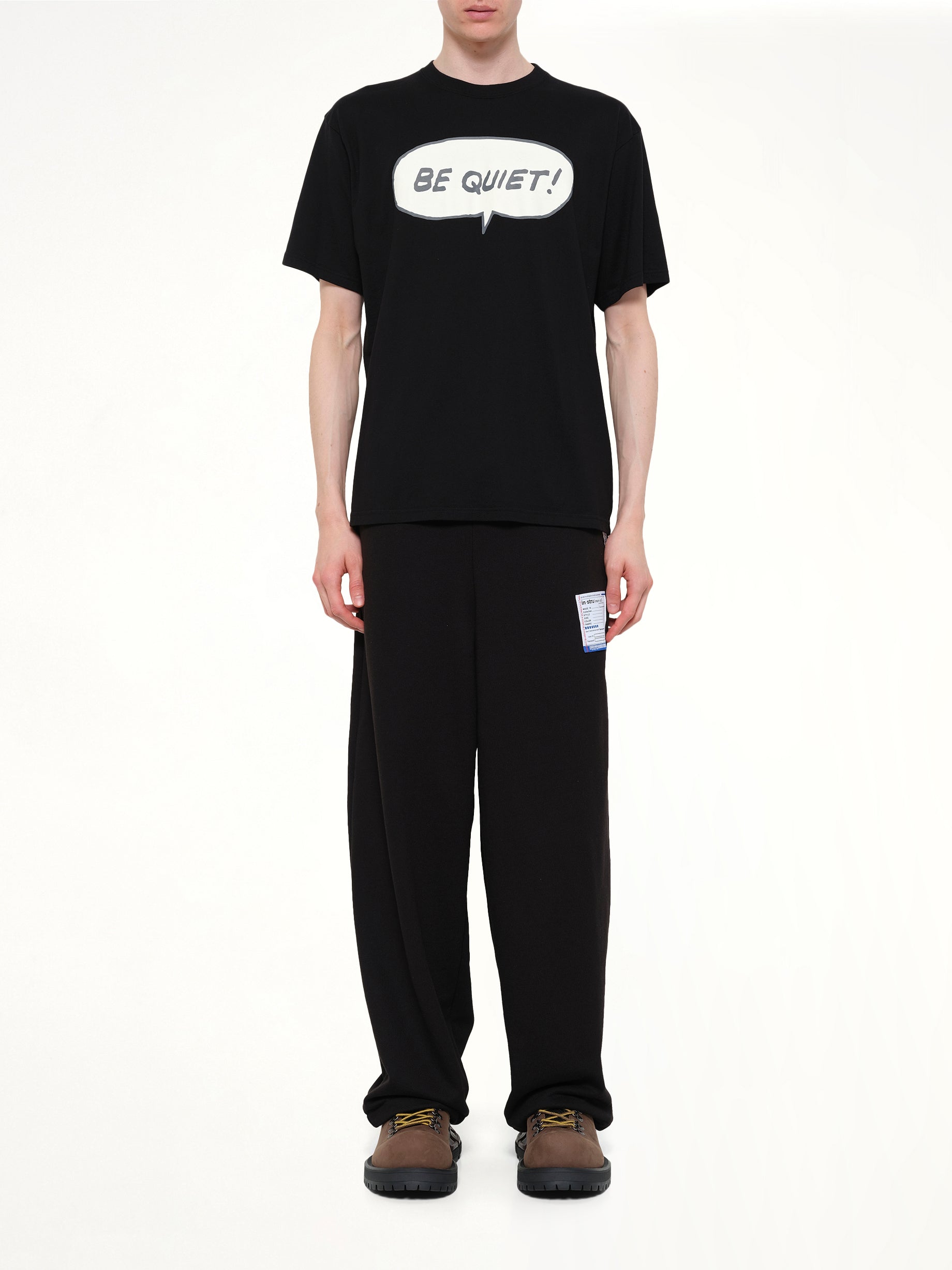 UNDERCOVER Be Quiet T-Shirt in Black Model View from MARAIS