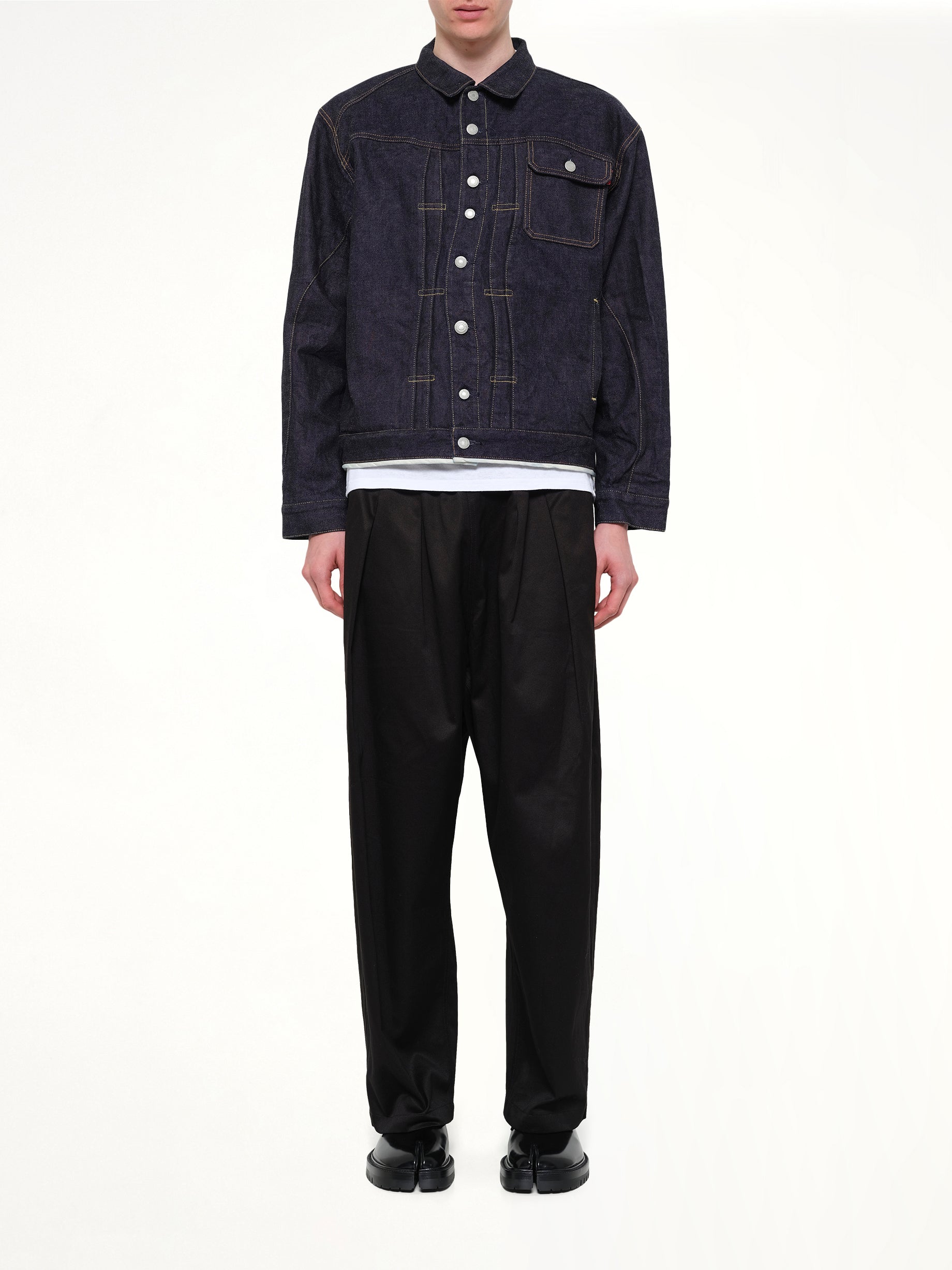 UNDERCOVER Denim Blouson in Indigo Model View from MARAIS