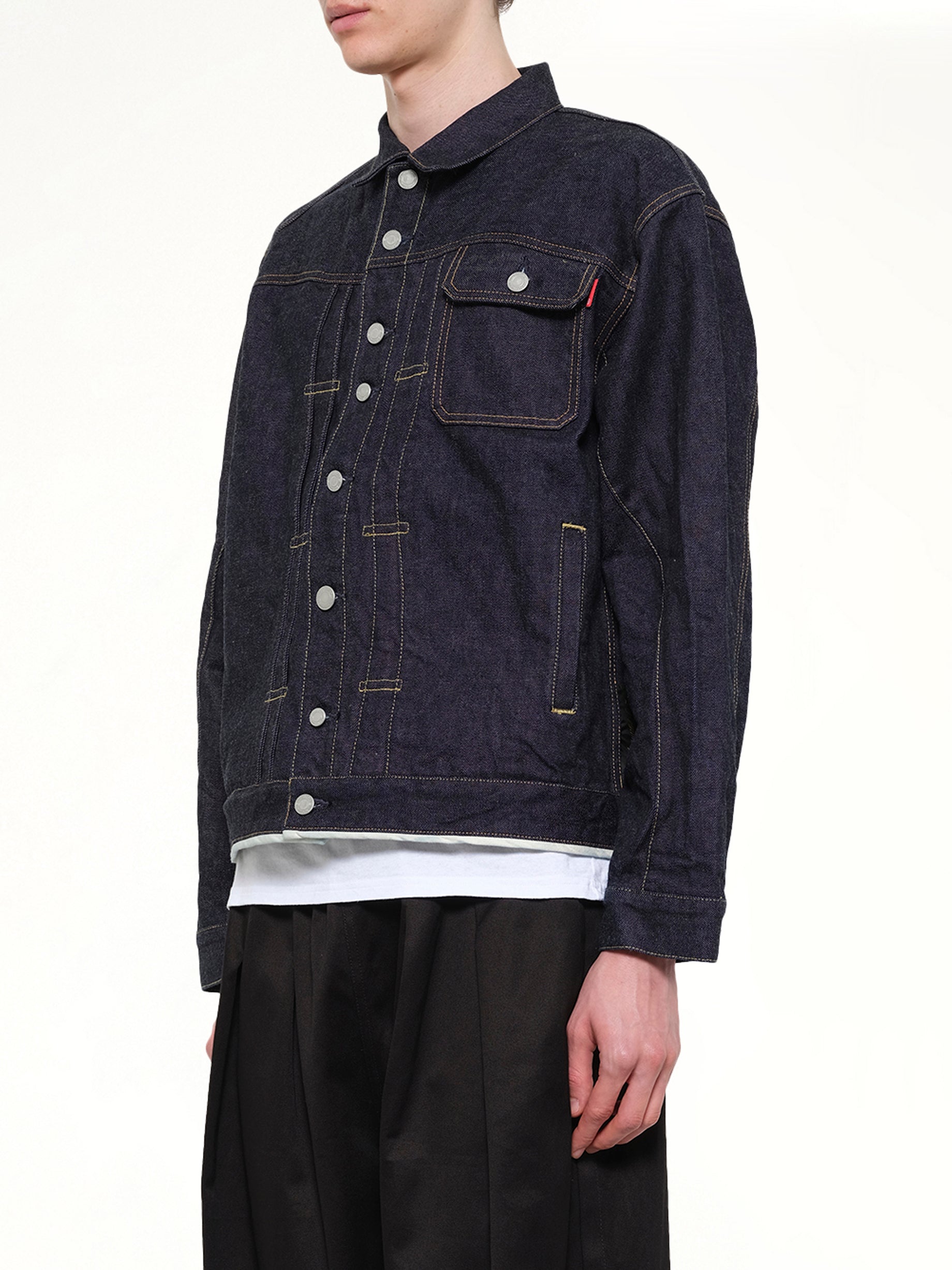 UNDERCOVER Denim Blouson in Indigo Side View from MARAIS