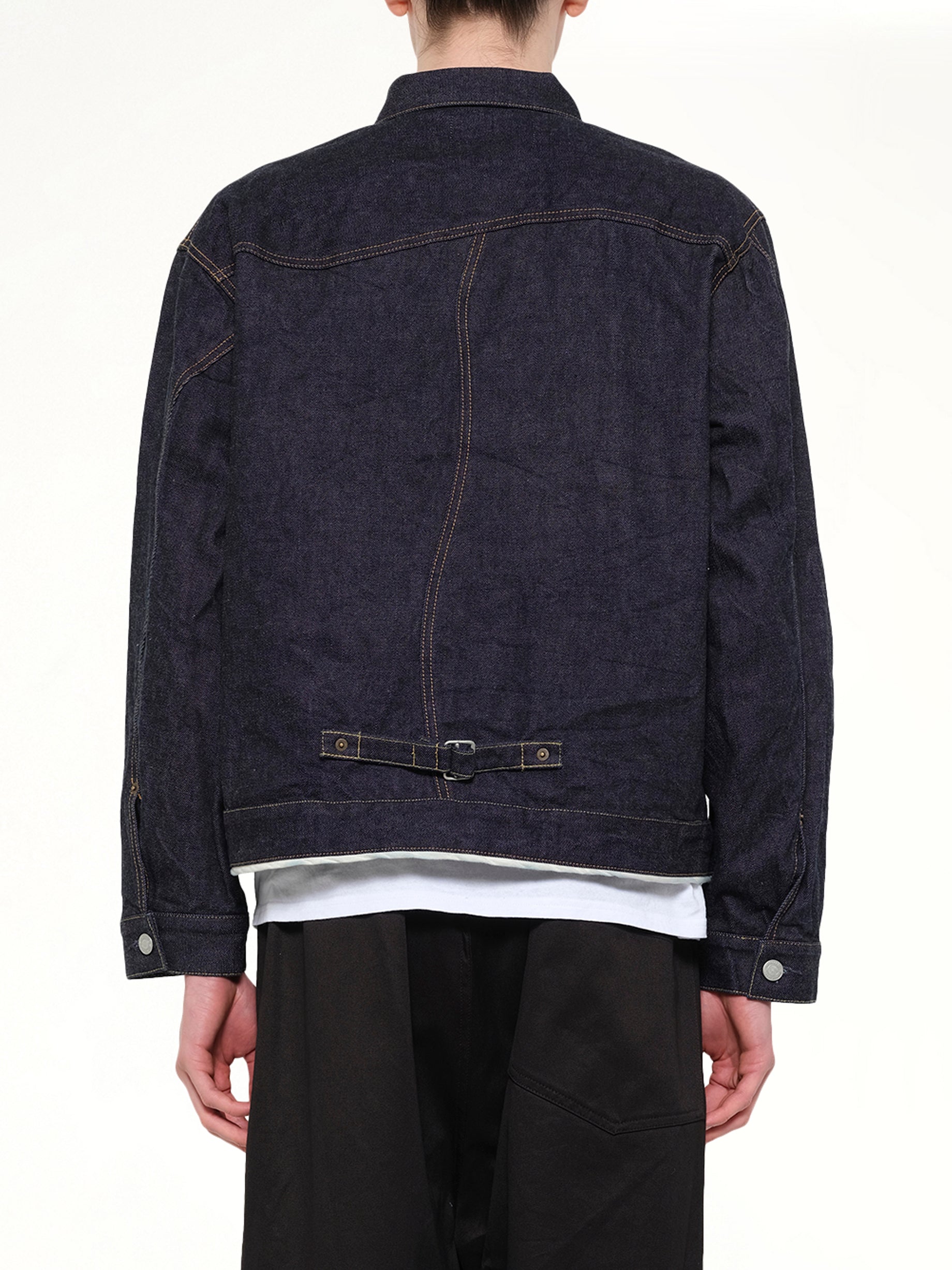 UNDERCOVER Denim Blouson in Indigo Back View from MARAIS
