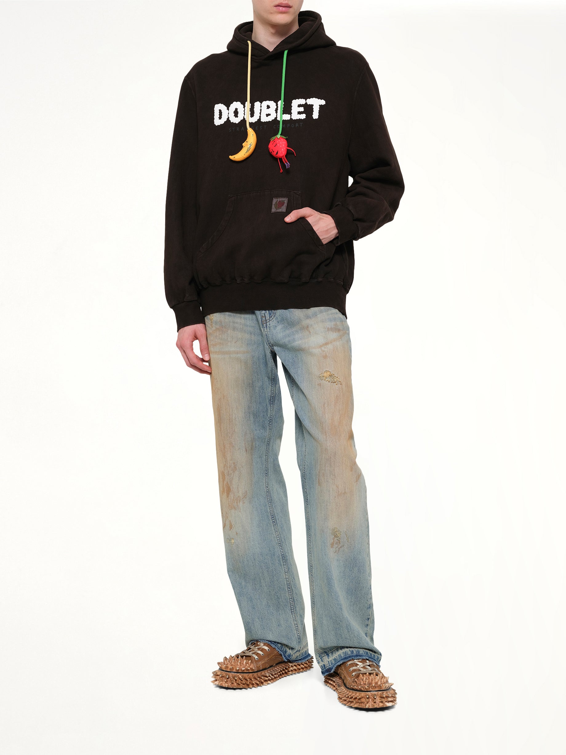 DOUBLET Mud-Dyed Hoodie With SHFU in Mud Full Reference from MARAIS
