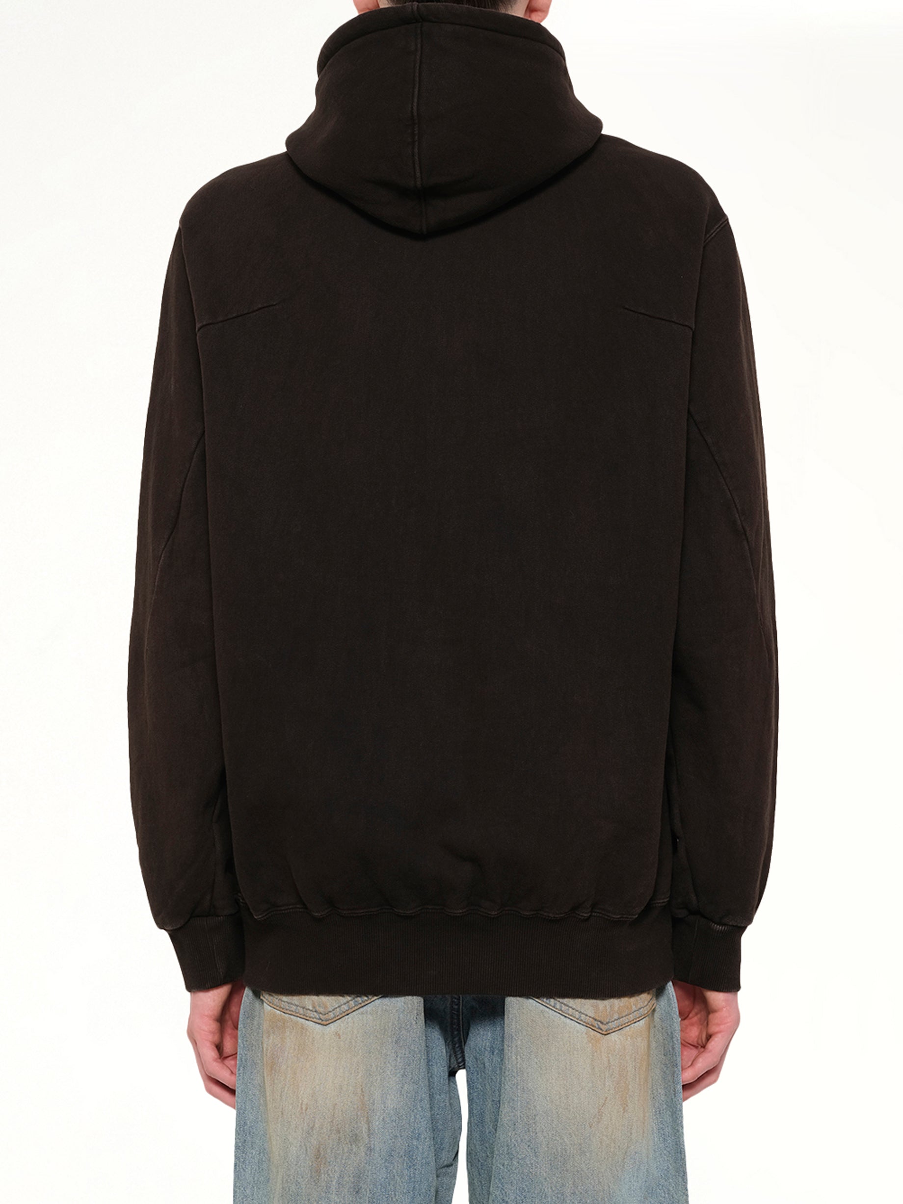 DOUBLET Mud-Dyed Hoodie With SHFU in Mud Back View from MARAIS