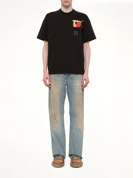 Mud-Dyed T-Shirt With SHFU  in Mud