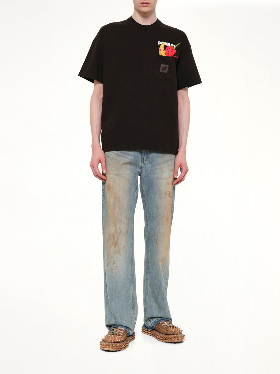Mud-Dyed T-Shirt With SHFU  in Mud