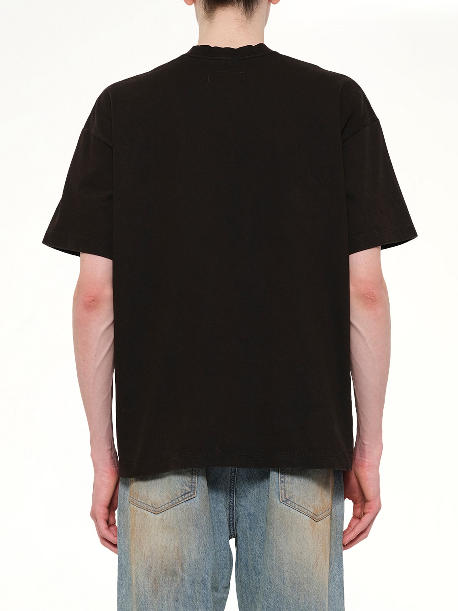 DOUBLET Mud-Dyed T-Shirt With SHFU in Mud Back View from MARAIS