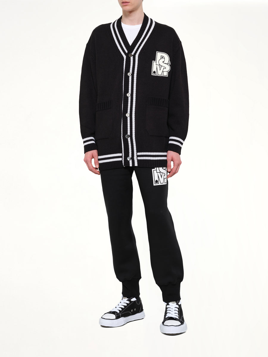 Oversized Cardigan with Patch in Black