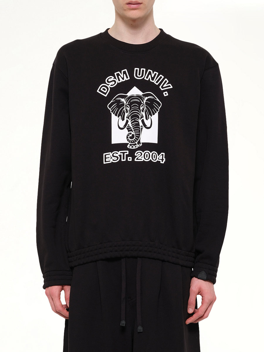 Pile Knit Cotton Sweatshirt in Black