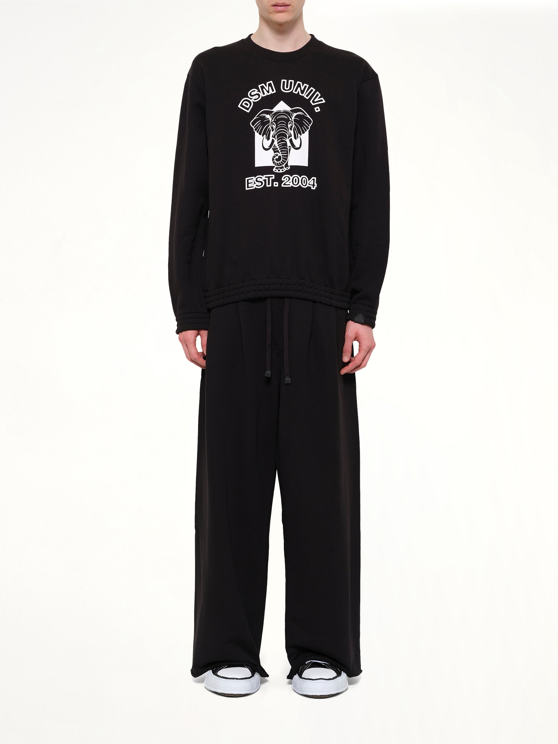 DOVER STREET MARKET Pile Knit Cotton Sweatshirt in Black Model View from MARAIS