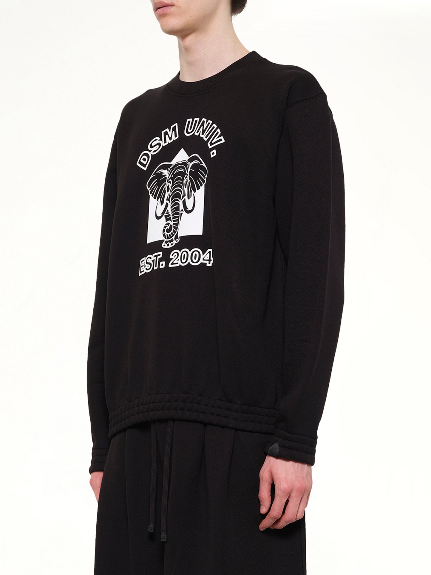 Pile Knit Cotton Sweatshirt in Black