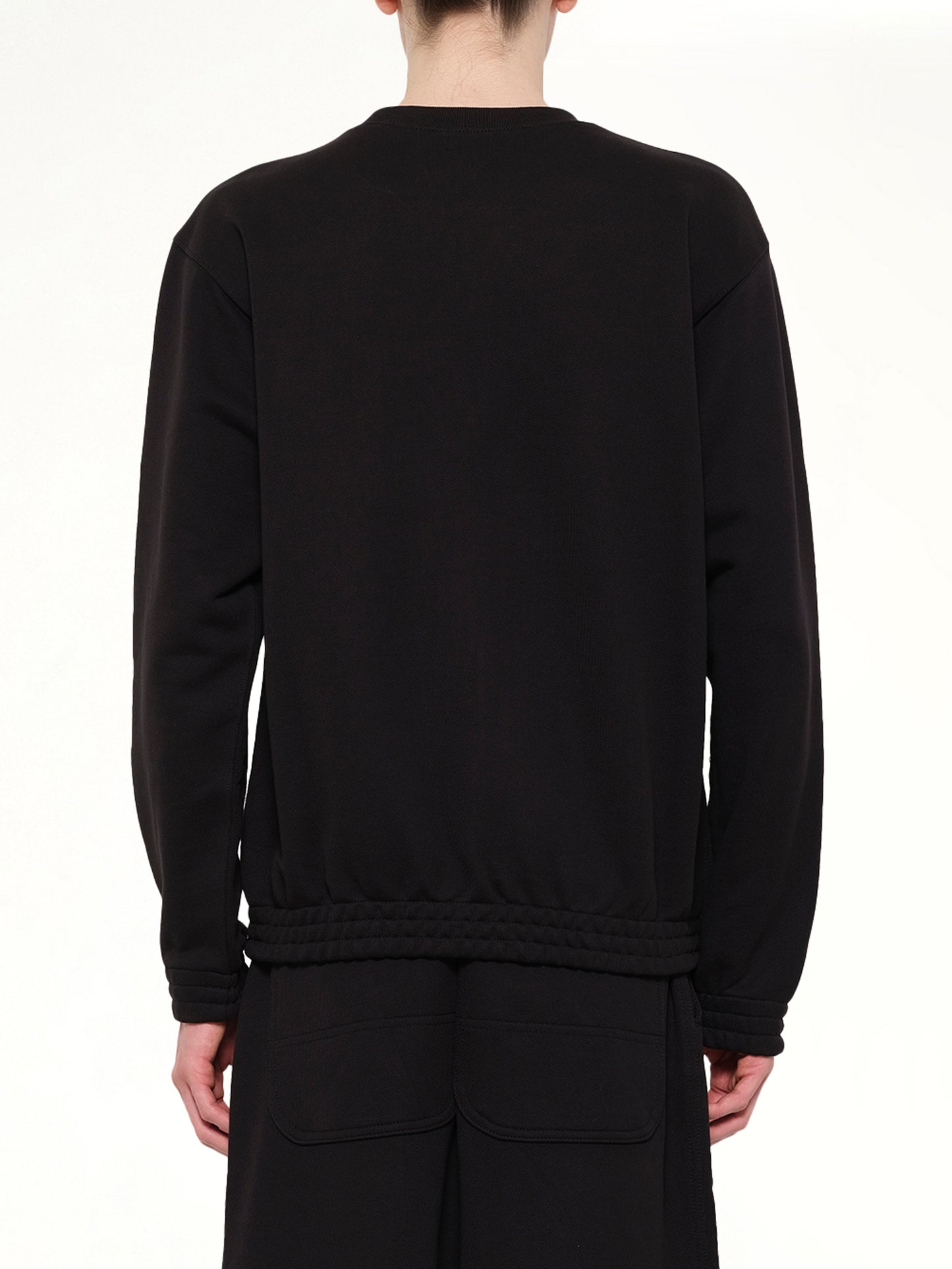 Pile Knit Cotton Sweatshirt in Black
