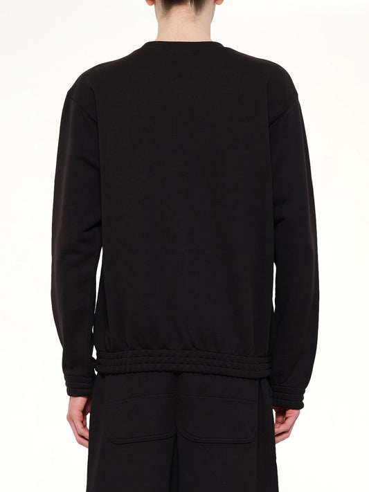 Pile Knit Cotton Sweatshirt in Black