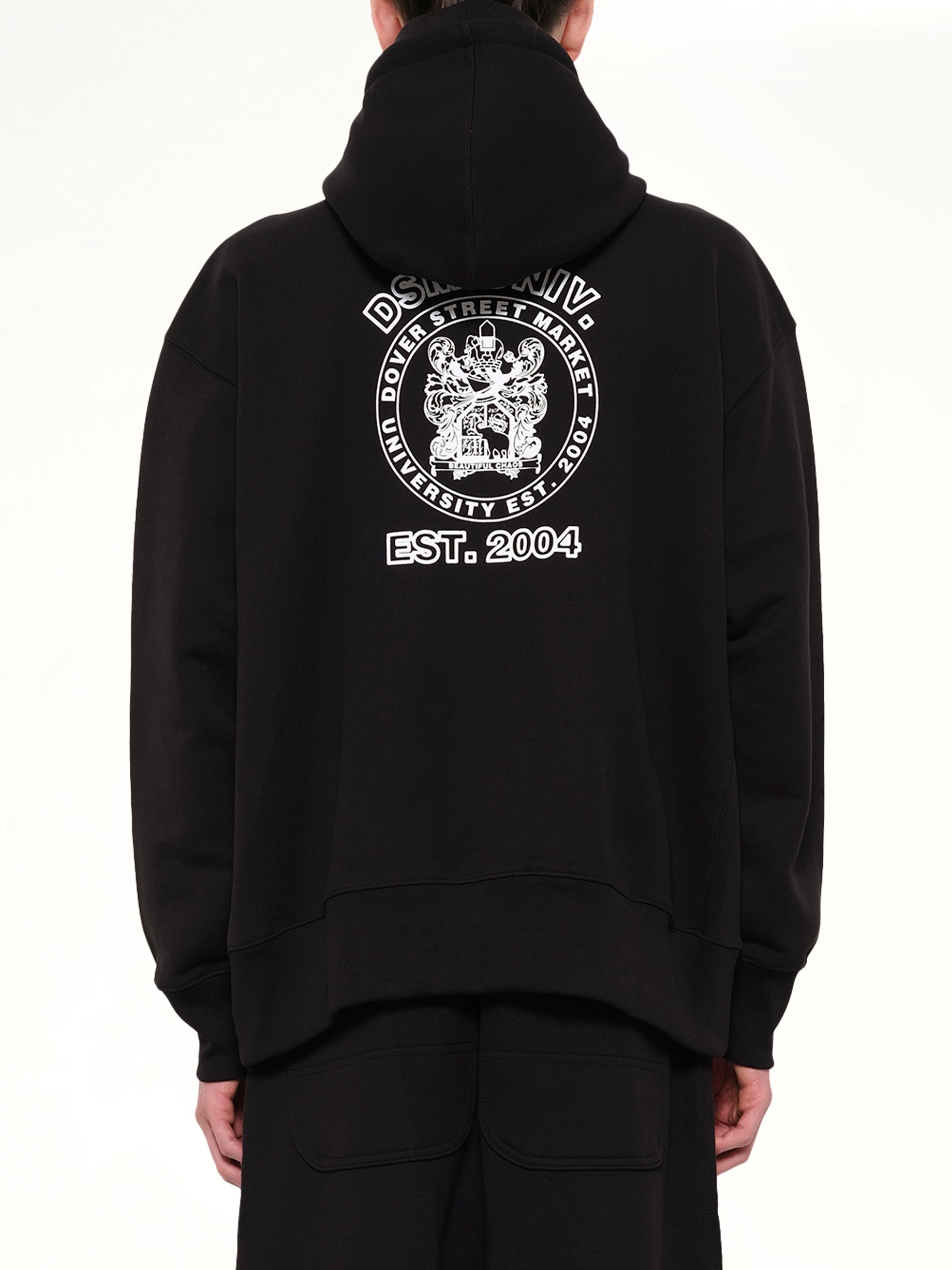 DOVER STREET MARKET Pile Knit Oversized Hoodie in Black Back View from MARAIS