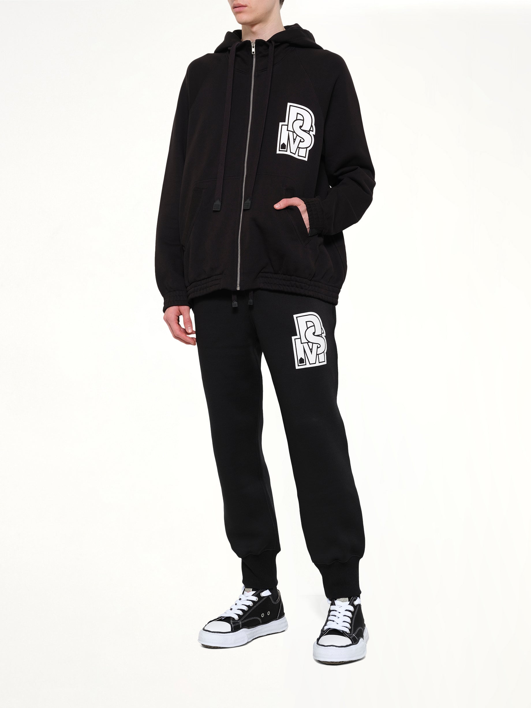 DOVER STREET MARKET Pile Knit Zipped Hoodie in Black Full Reference from MARAIS