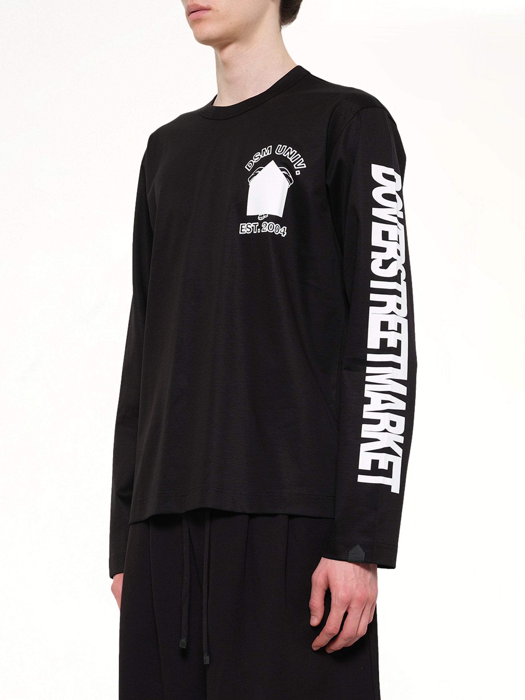 DOVER STREET MARKET Ponte Knit LS T-Shirt in Black Side View from MARAIS