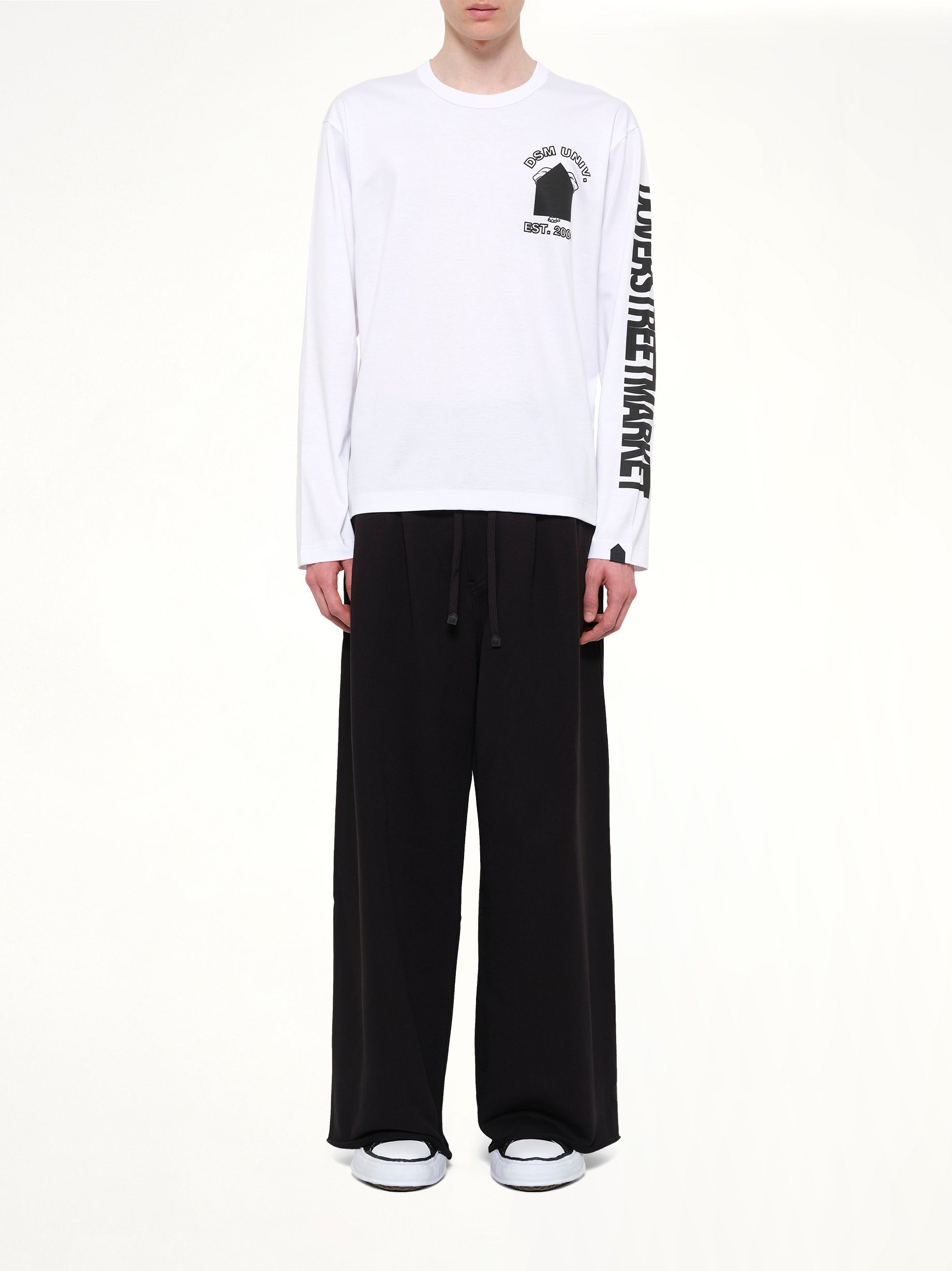 DOVER STREET MARKET Ponte Knit LS T-Shirt in White Model View from MARAIS