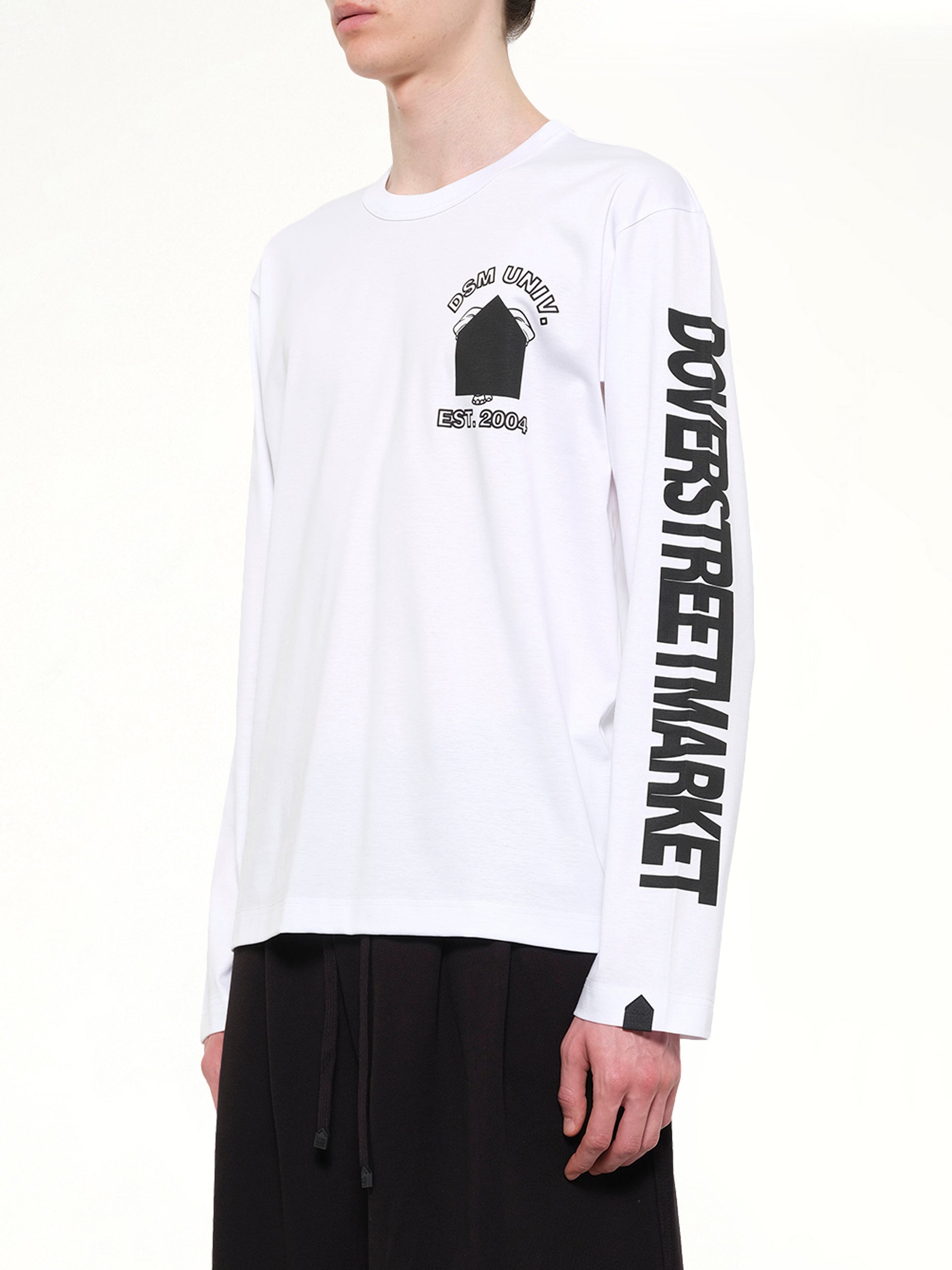 DOVER STREET MARKET Ponte Knit LS T-Shirt in White Side View from MARAIS