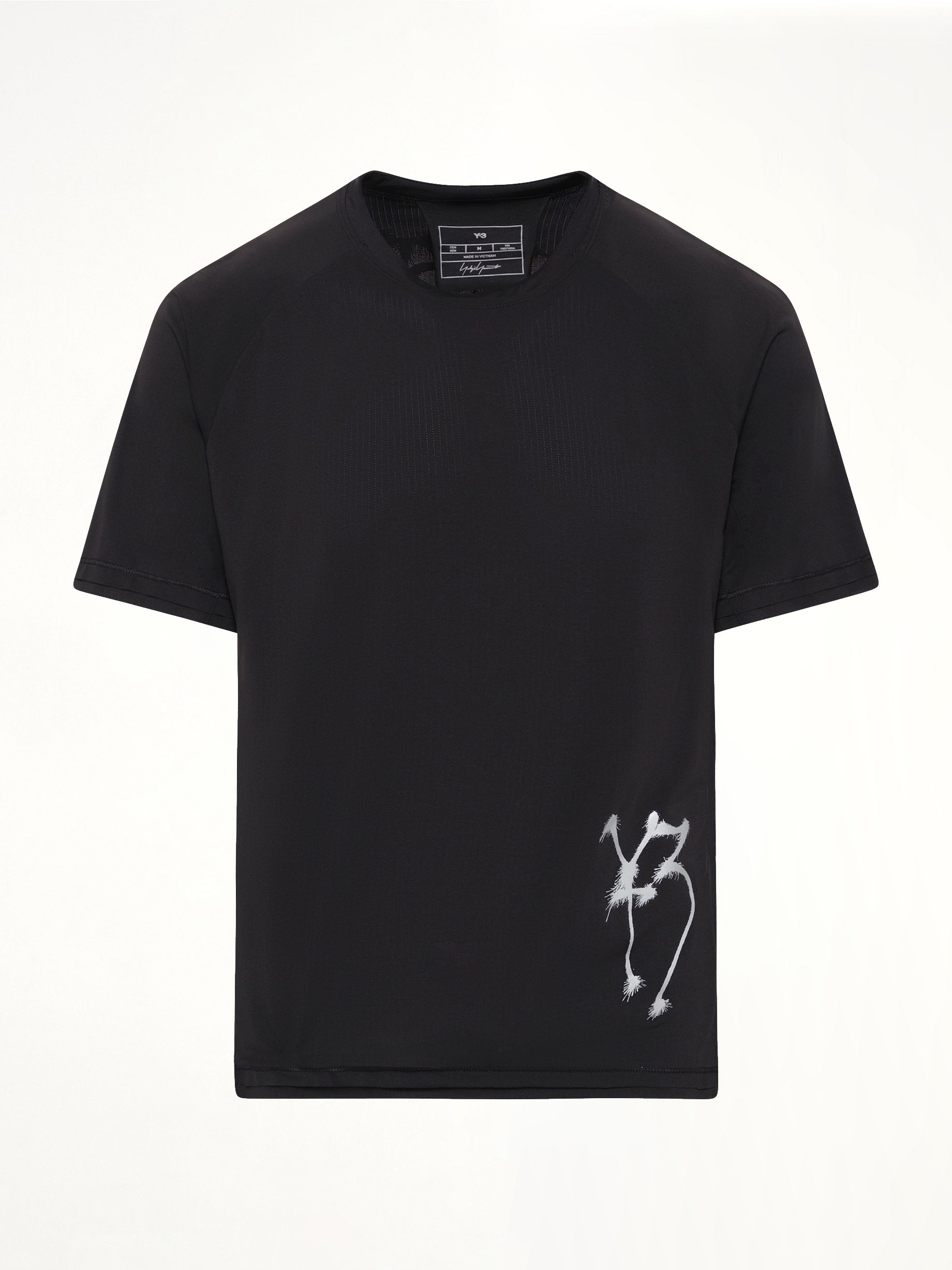 3 Stripe Graphic Run T-Shirt in Black