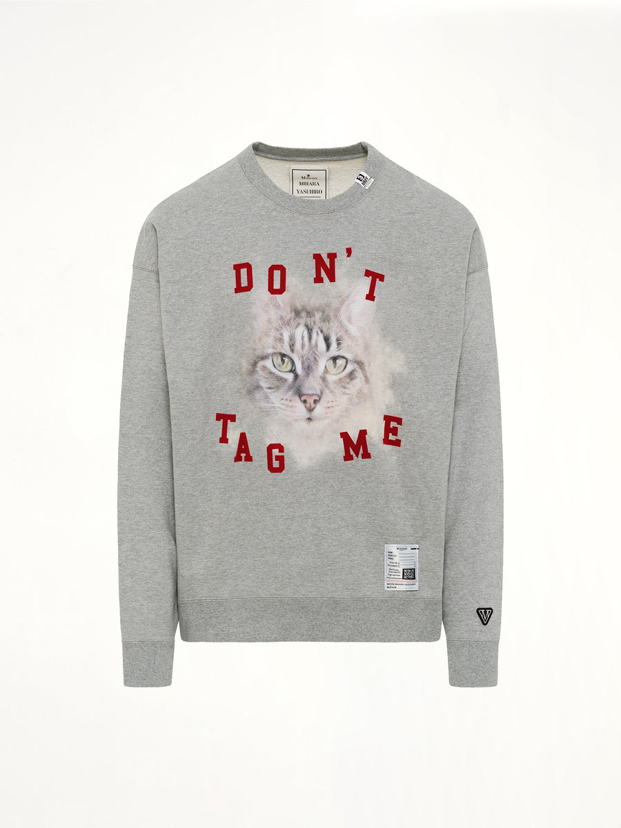 Cat Printed Sweatshirt in Gray