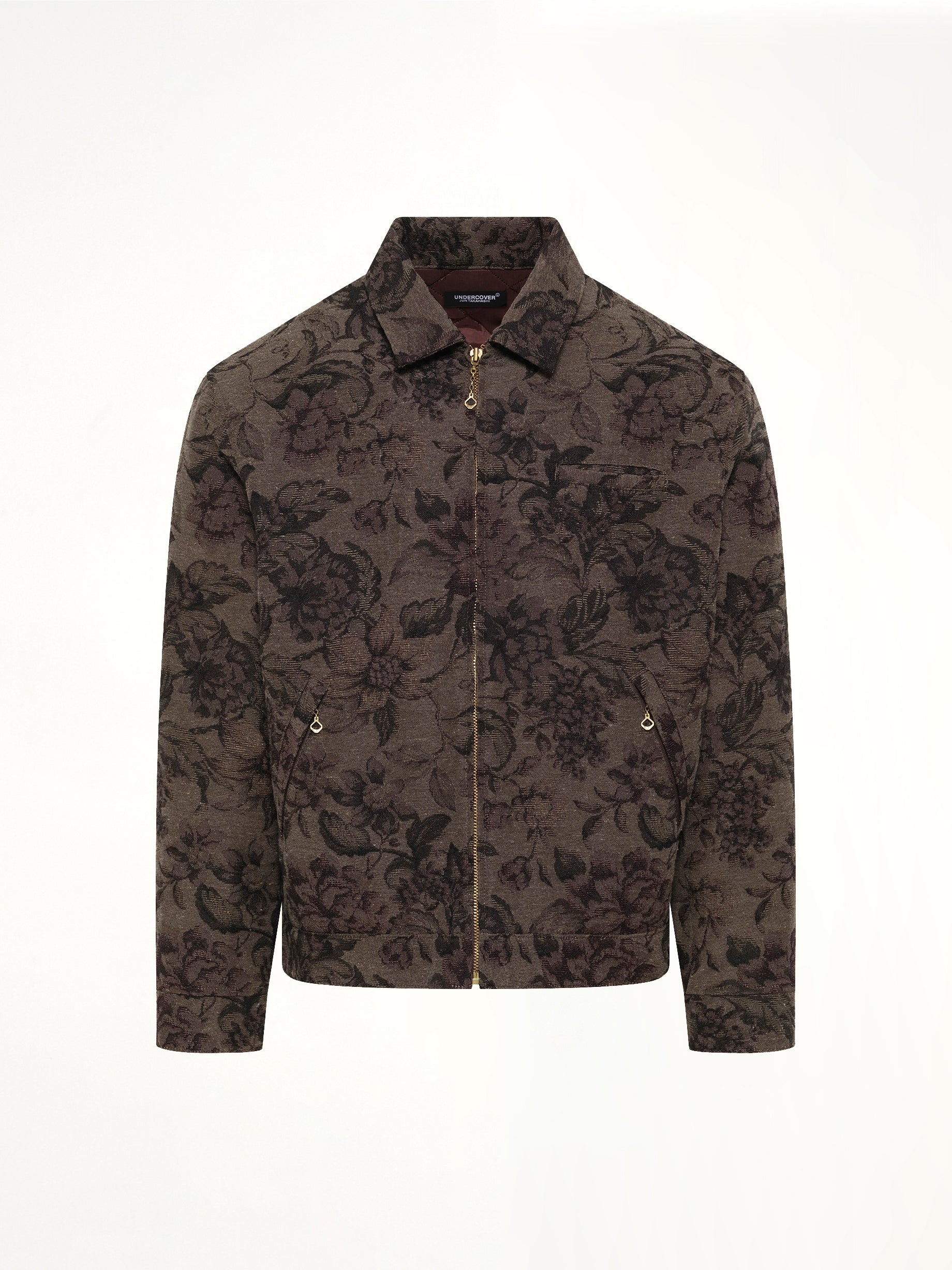 Flower Zip Up Jacket in Dark Khaki