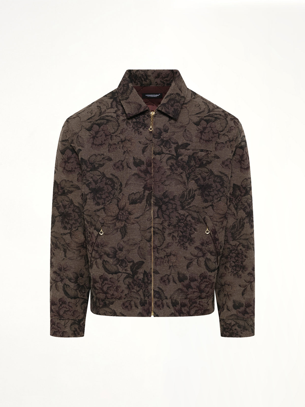 Flower Zip Up Jacket in Dark Khaki