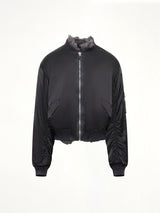 Smoke Fur Reversible Bomber Jacket in Black