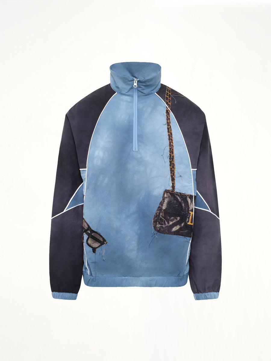 Trompe L’Oeil Embroidery Anorak in Navy