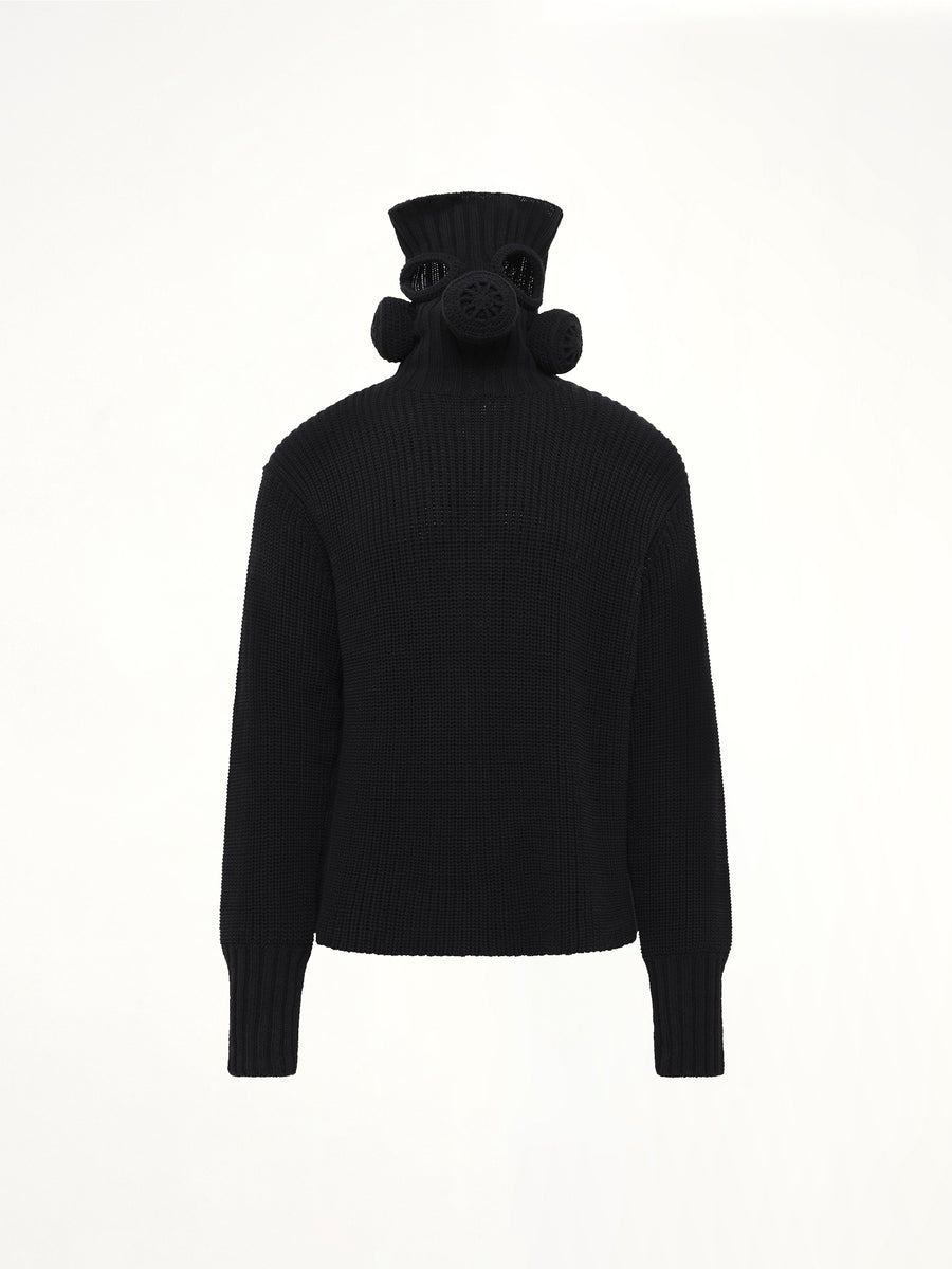 Gas Mask Turtleneck Knit in Black