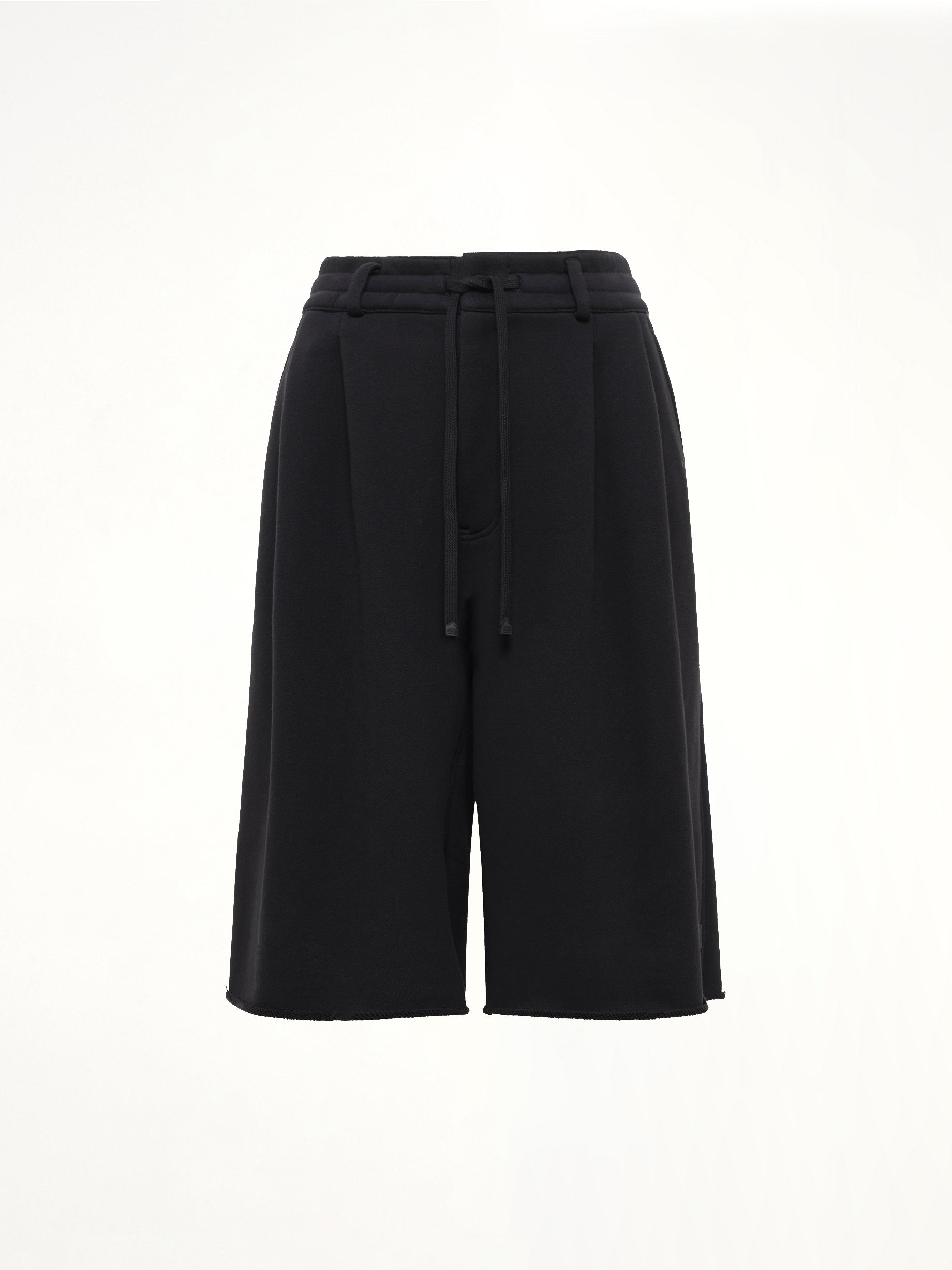 Pleated Shorts Back Pile Knit in Black