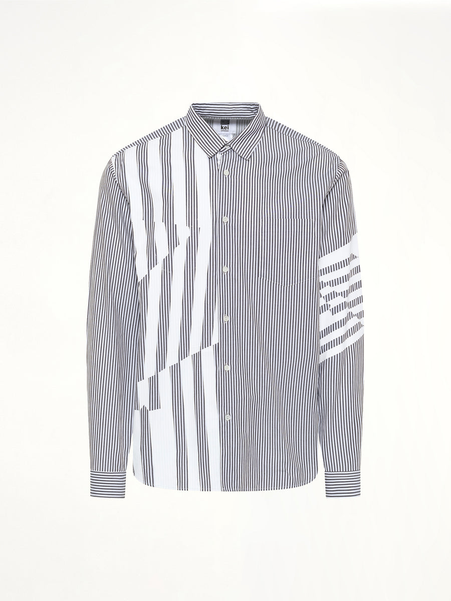 Printed Striped Woven Shirt in Blue