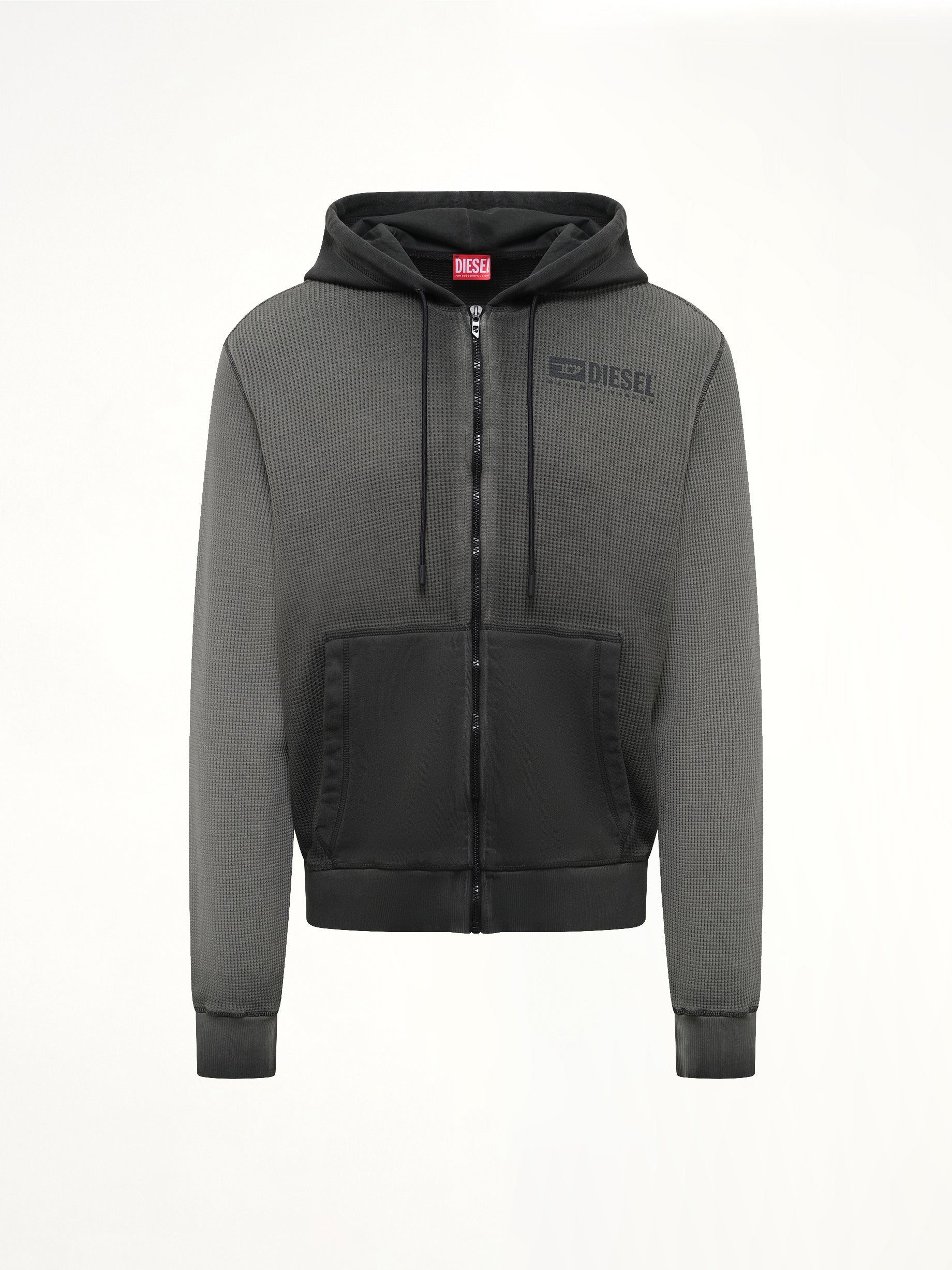 S-WAFY-HOOD-ZIP Hoodie in Washed Black