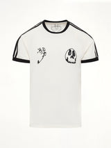 Skull Graphic 3 Stripe T-Shirt in Chalk White