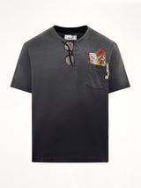 Trompe L’Oeil Embroidery T-Shirt in Black