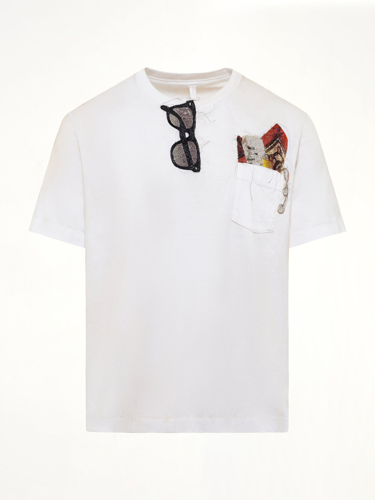 Trompe L’Oeil Embroidery T-Shirt in White