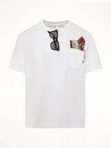 Trompe L’Oeil Embroidery T-Shirt in White