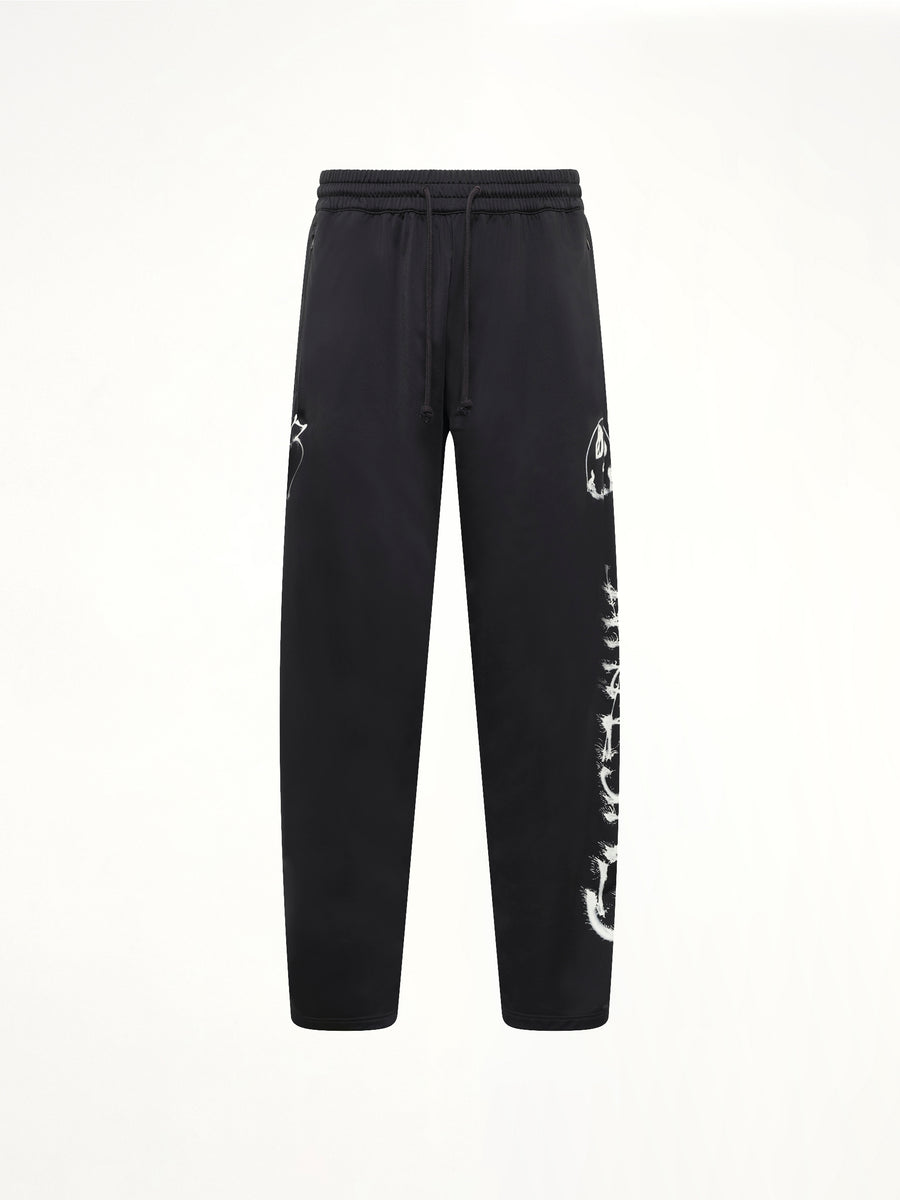Skull Graphic 3 Stripe Pants in Black
