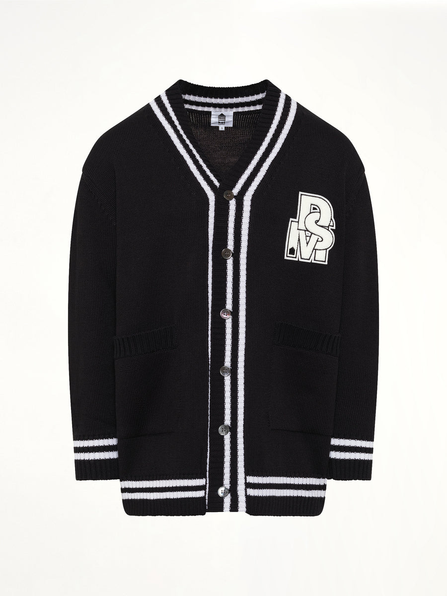 Oversized Cardigan with Patch in Black