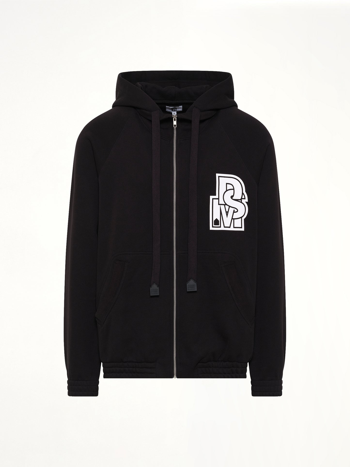 Pile Knit Zipped Hoodie in Black