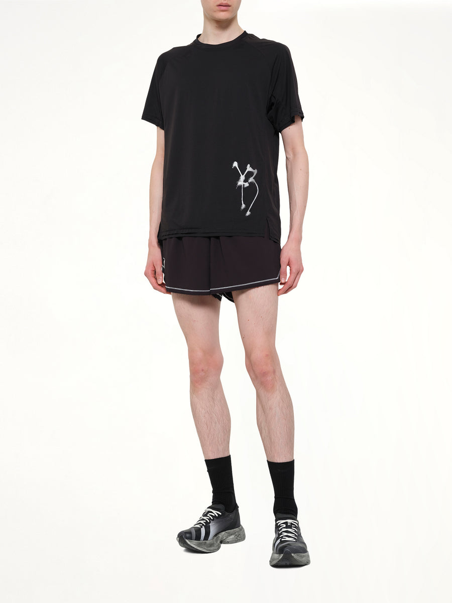 3 Stripe Graphic Run T-Shirt in Black