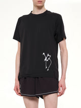 3 Stripe Graphic Run T-Shirt in Black