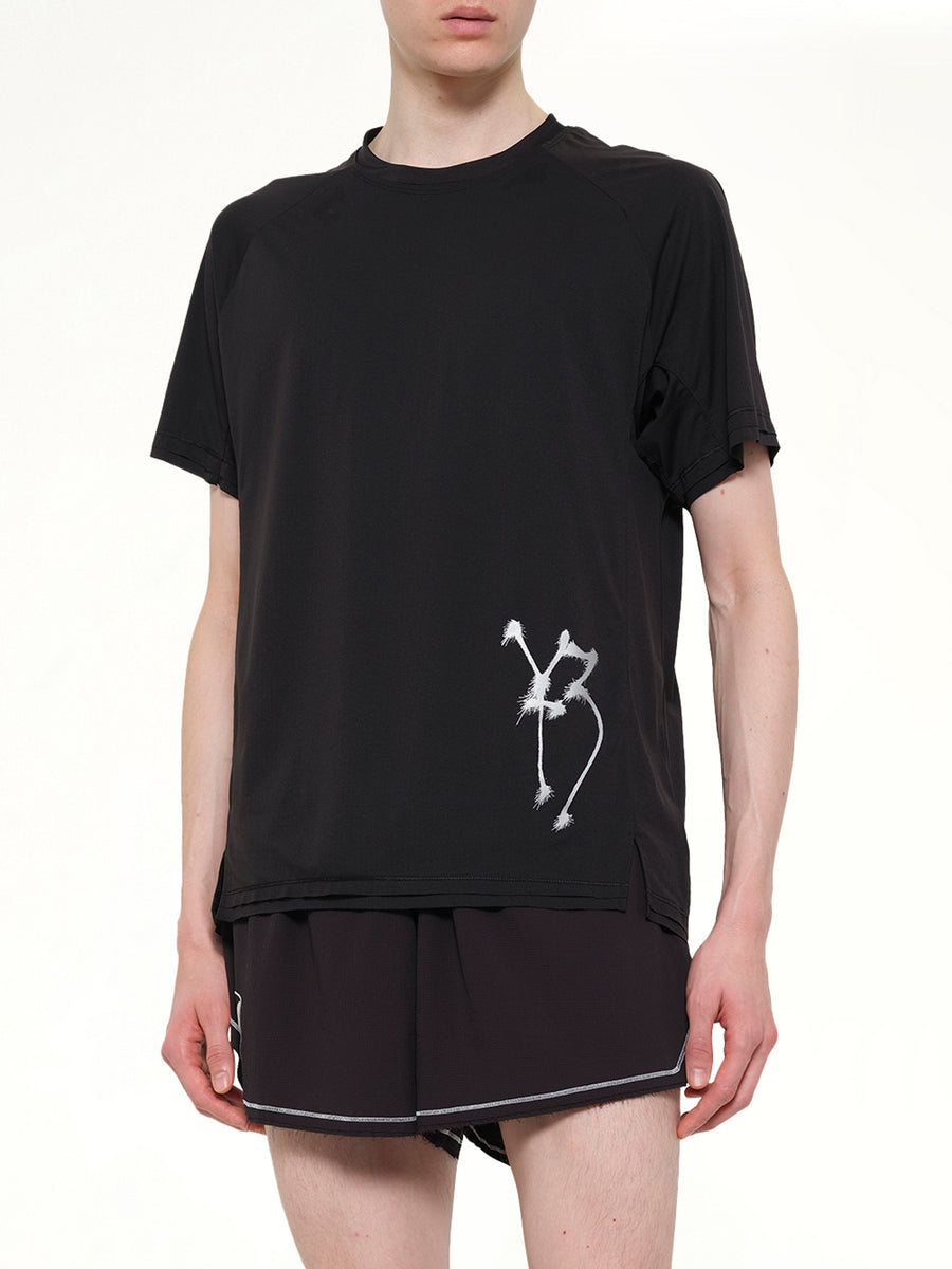 3 Stripe Graphic Run T-Shirt in Black