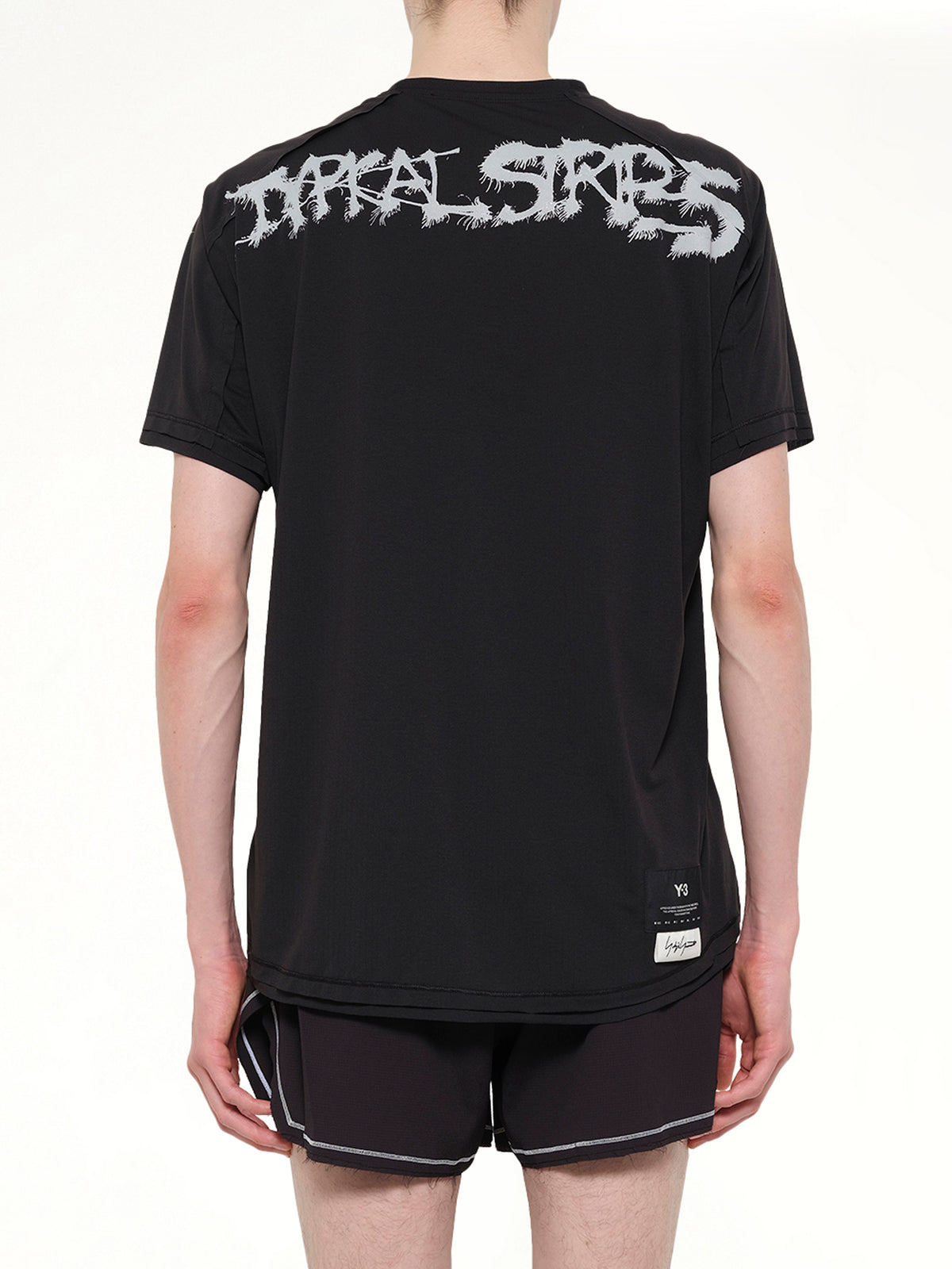 3 Stripe Graphic Run T-Shirt in Black