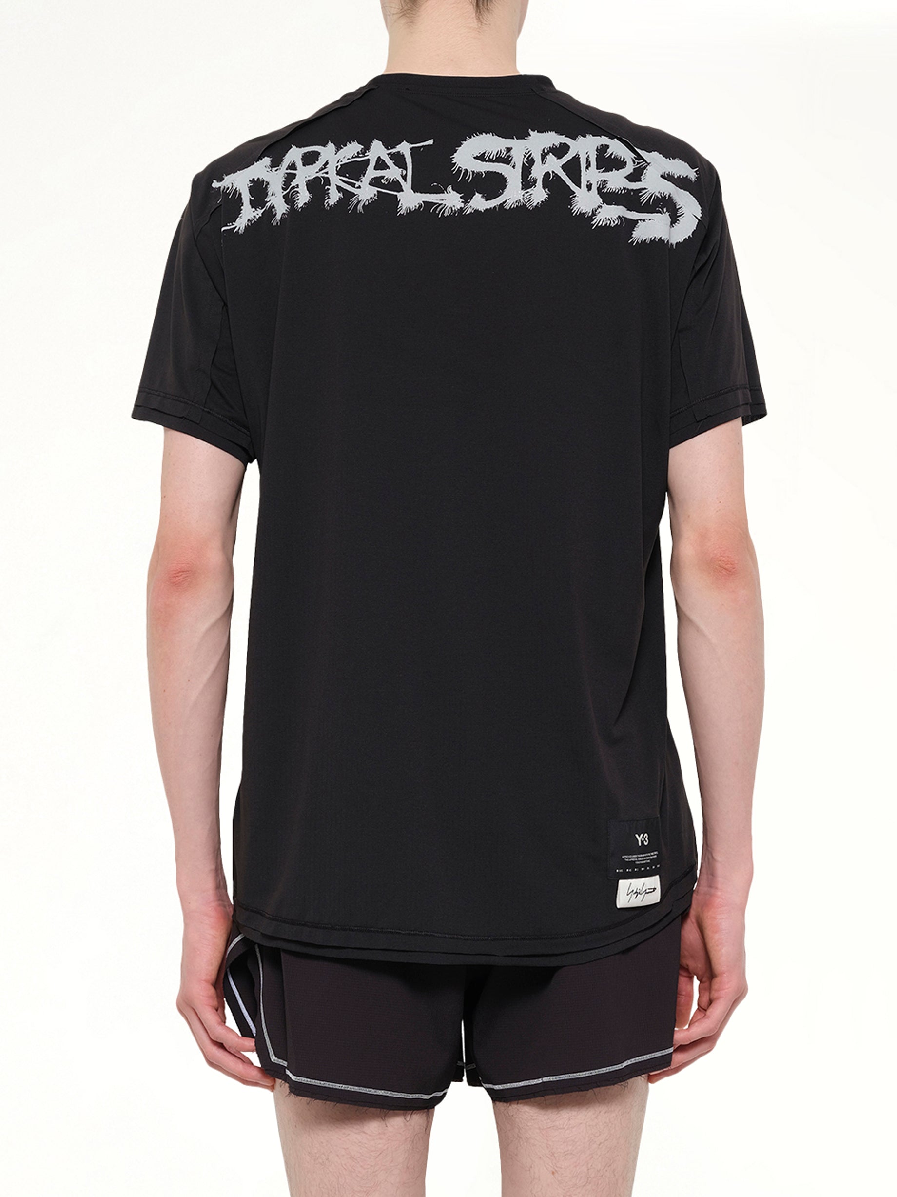 3 Stripe Graphic Run T-Shirt in Black