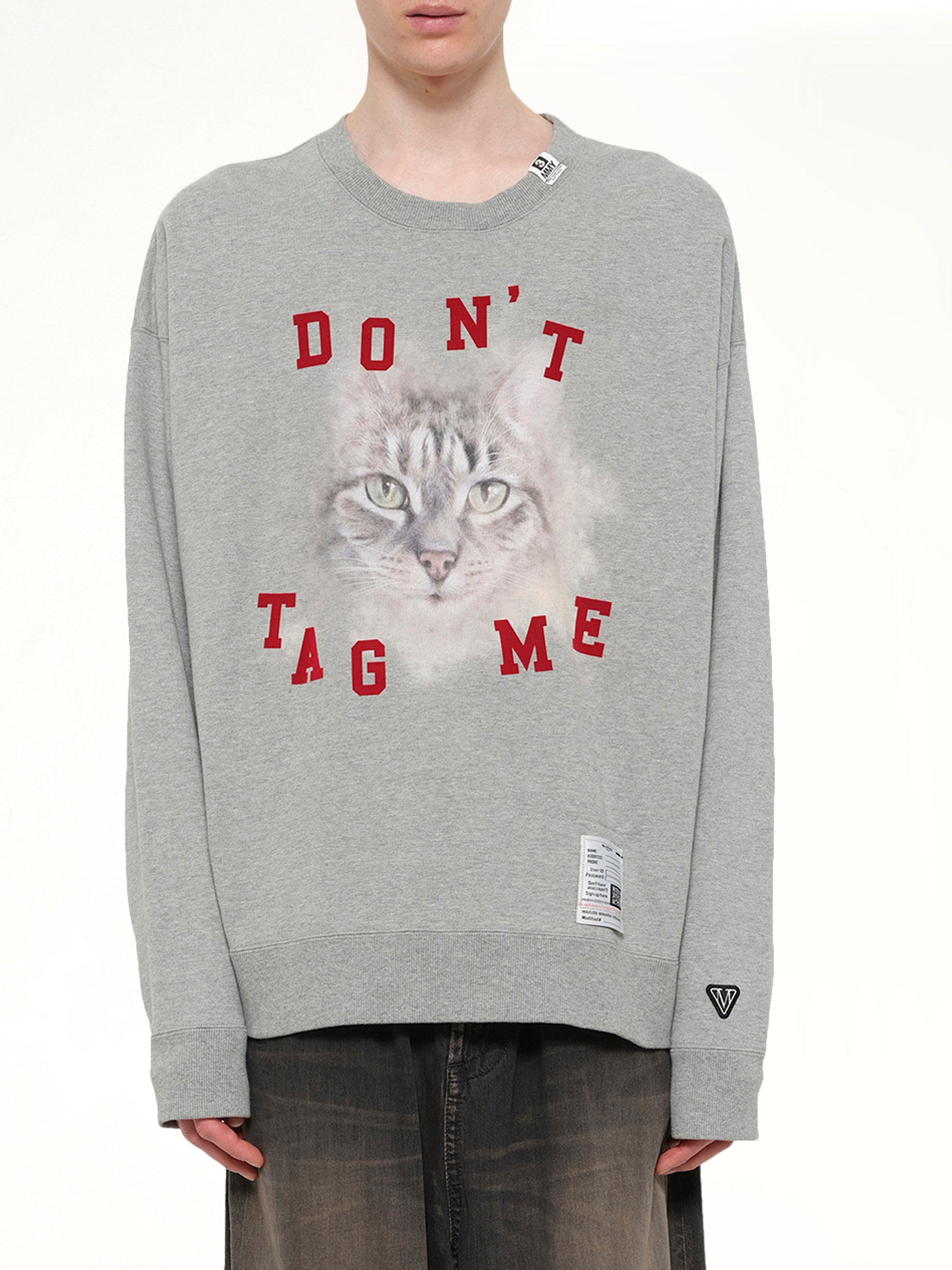 Cat Printed Sweatshirt in Gray
